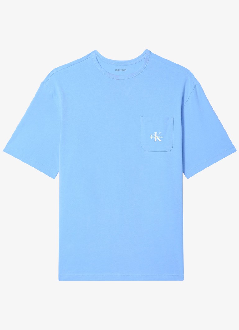 Calvin Klein Heren T-shirt met logo in de kleur Blauw, maat: M