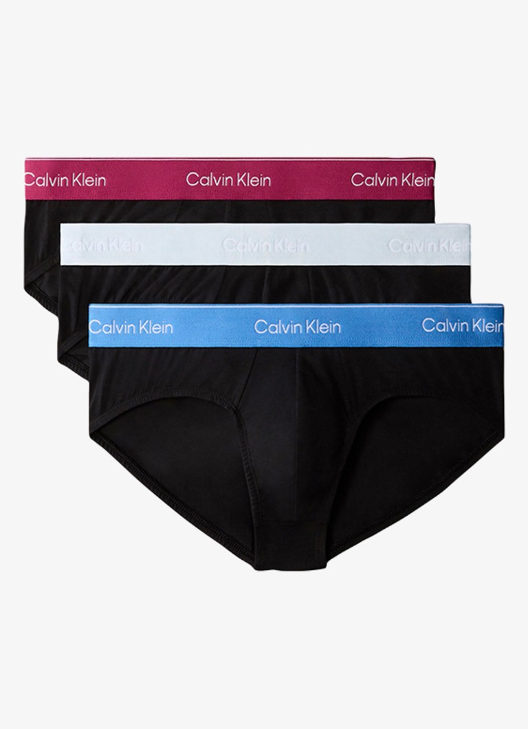 Calvin Klein Heren Slip met logoband in 3-pack in de kleur Blauw, maat: XL