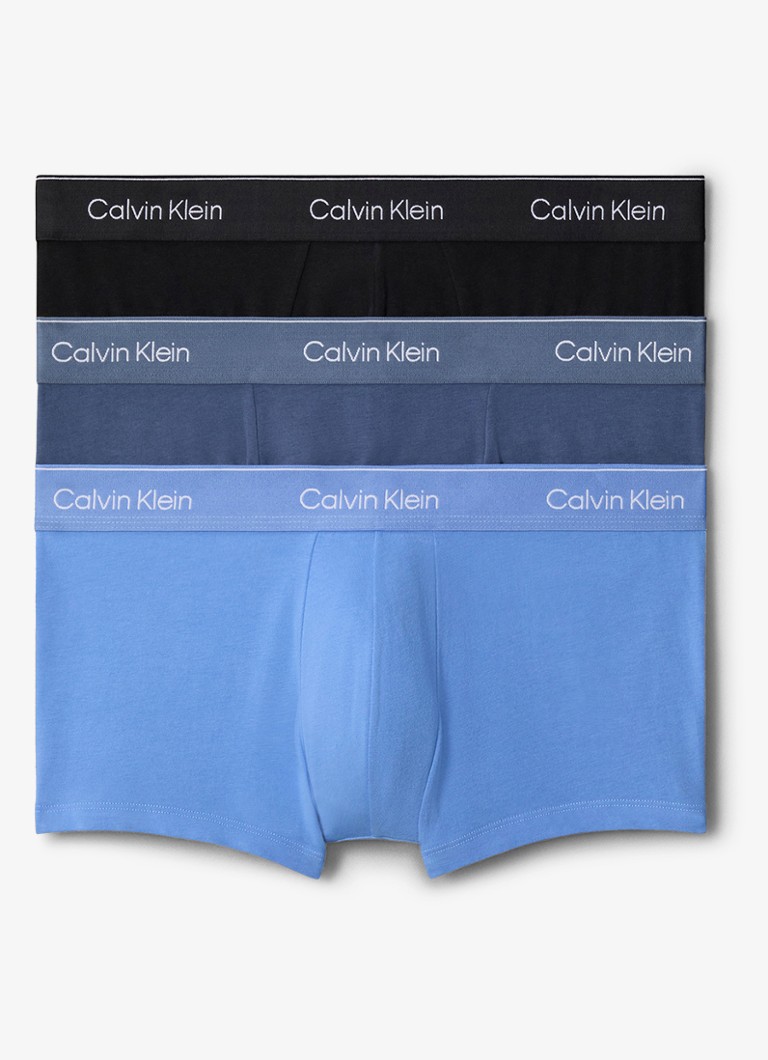 Calvin Klein Heren Low Rise Trunk boxershorts 3-pack in de kleur Blauw, maat: L