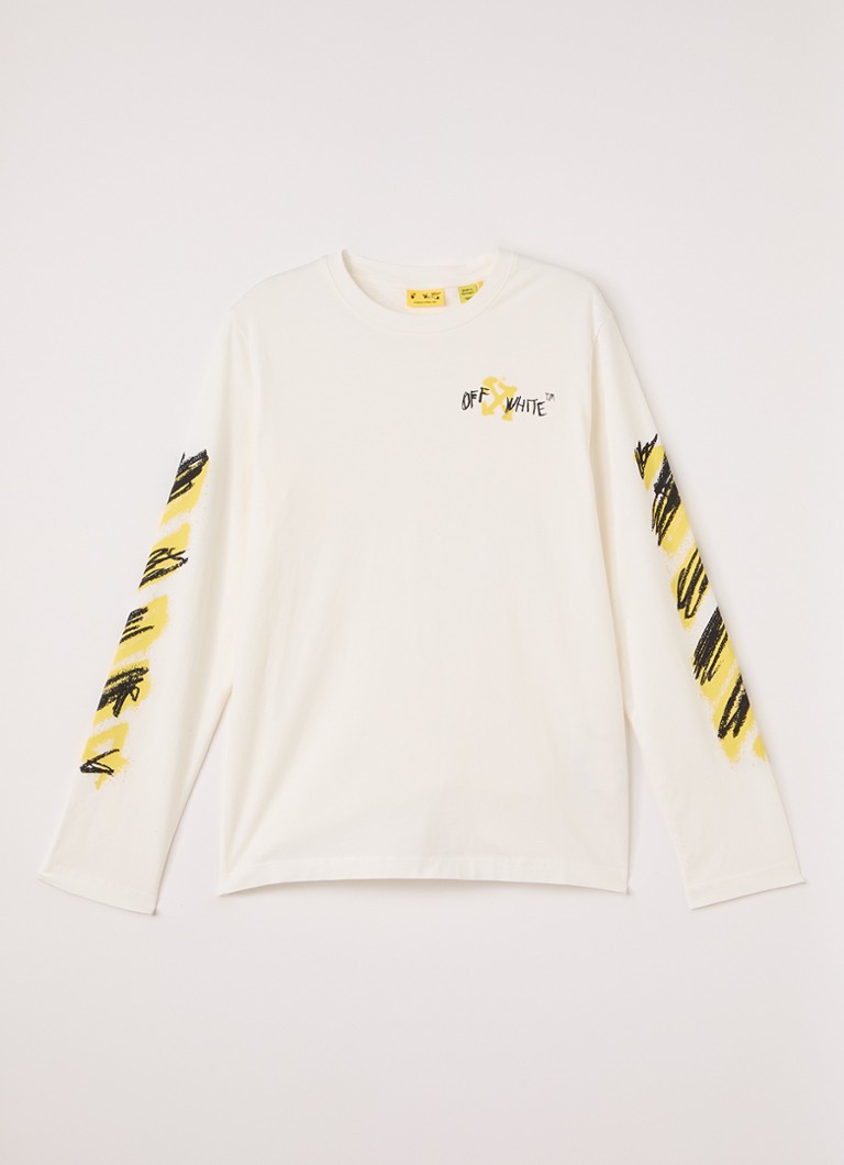Off-White Jongens Diag longsleeve met logoprint in de kleur Wit, maat: 8J=128