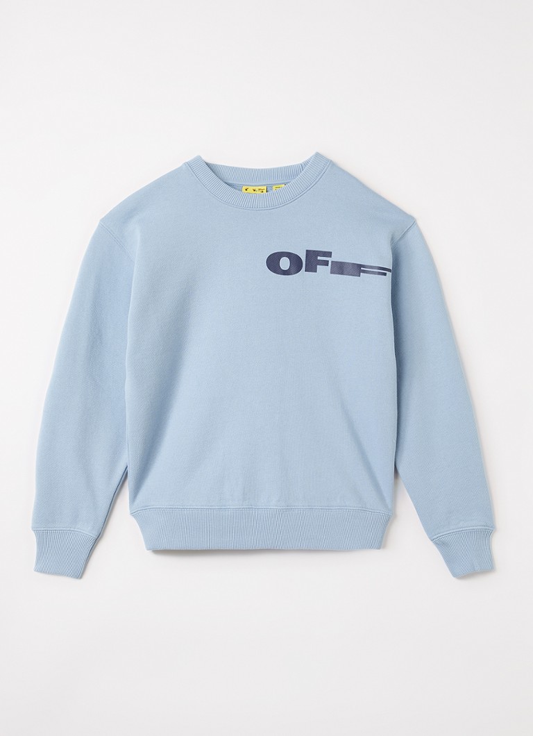 Off-White Jongens Sweater met logo in de kleur Lichtblauw, maat: 10J=140