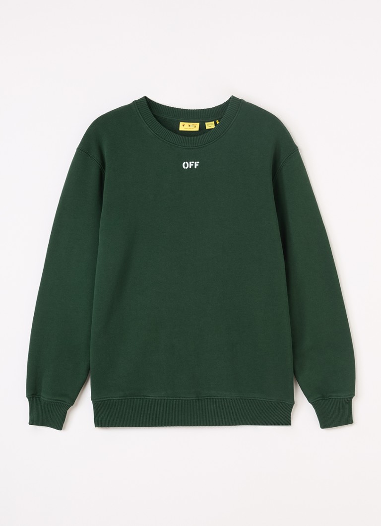 Off-White Jongens Arrow sweater met logo- en backprint in de kleur Donkergroen, maat: 14