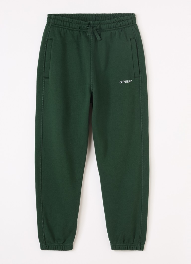 Off-White Jongens Bookish tapered fit joggingbroek met logoborduring in de kleur Donkergroen, maat: 14