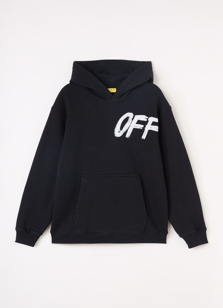 Off-White Jongens Shared Logo hoodie met logo- en backprint in de kleur Zwart, maat: 16