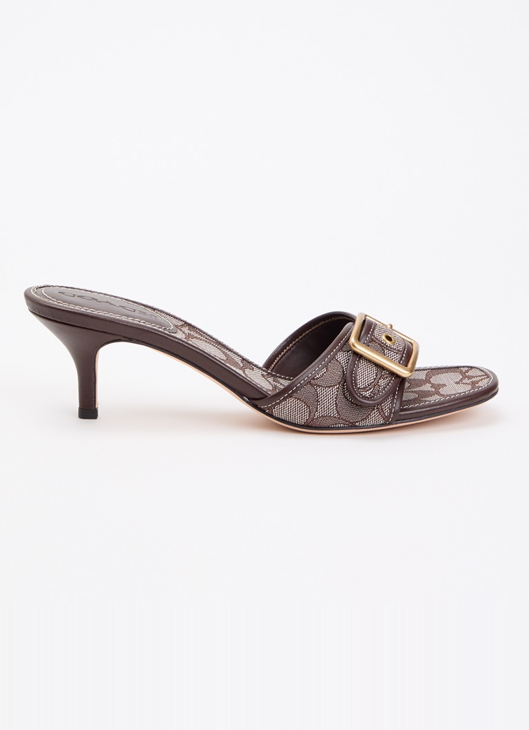 Coach Dames Margot muiltje met logoprint en leren details in de kleur Bruin, maat: 40