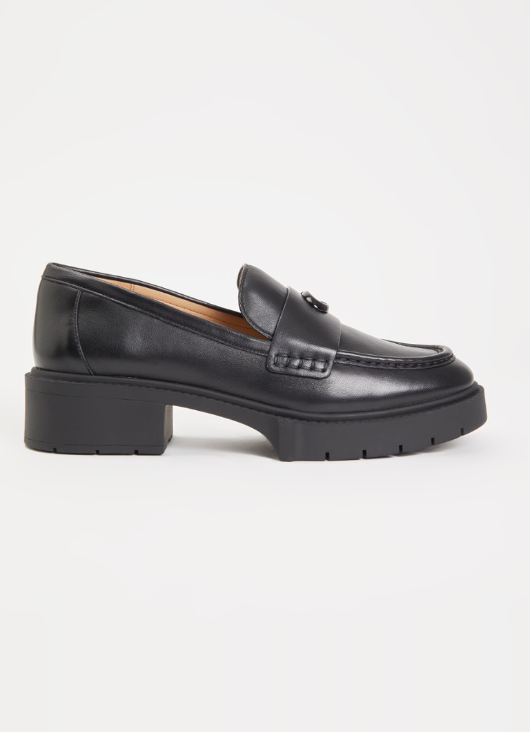 Coach Dames Leah loafer van leer met logo in de kleur Zwart, maat: 40