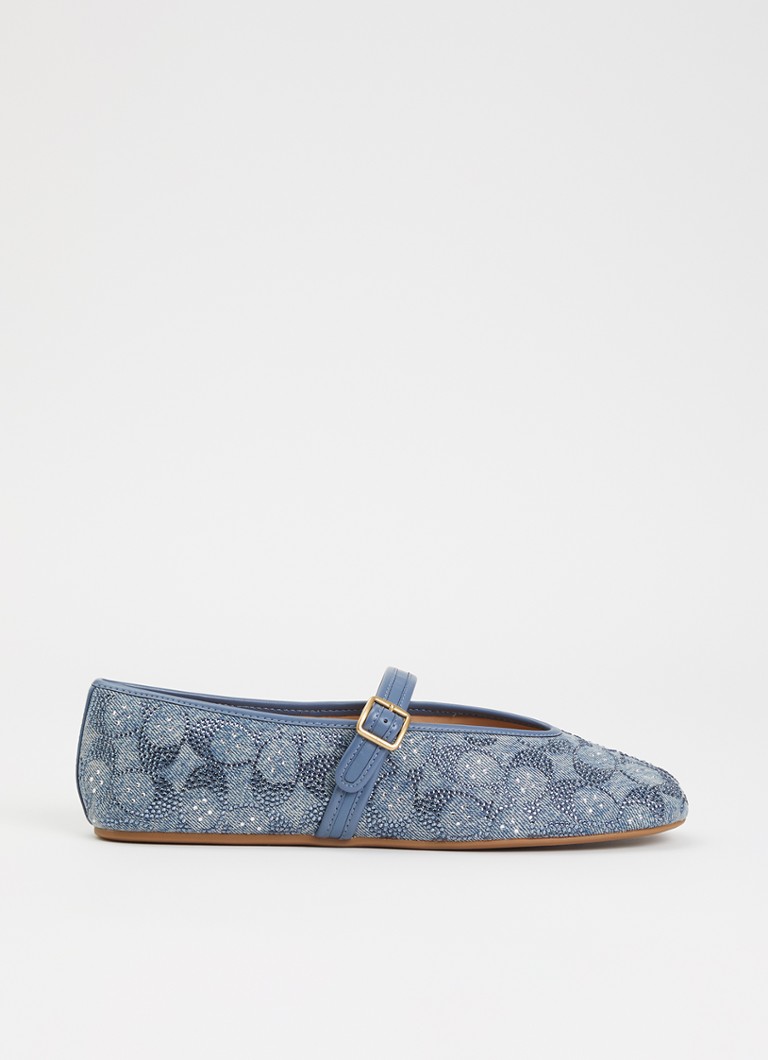 Coach Dames Ballerina van denim met strass in de kleur Blauw, maat: 41