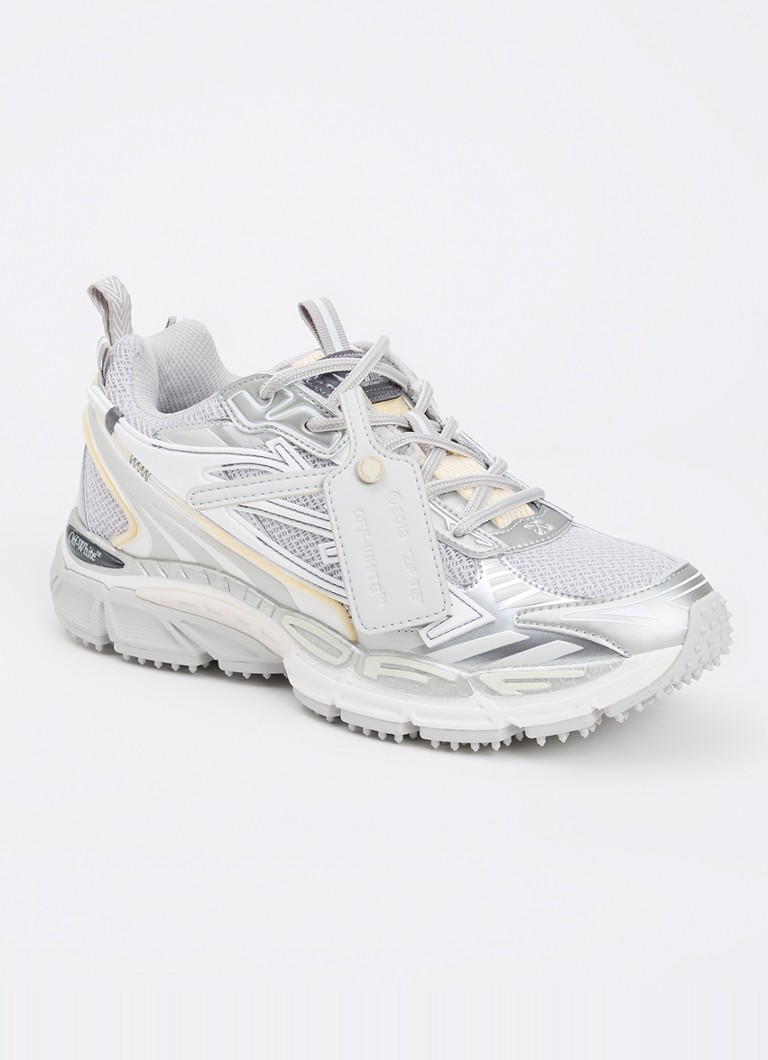 Off-White Dames Be Right Back sneaker met mesh details in de kleur Zilver, maat: 39