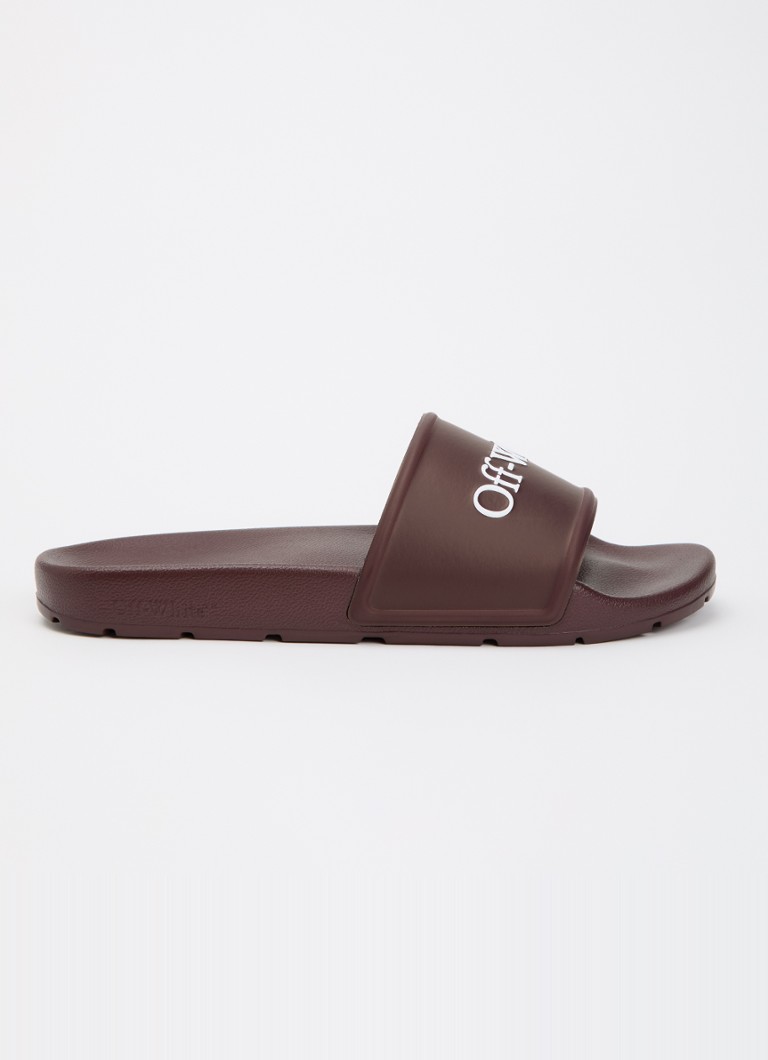 Off-White Dames Bookish slipper met logo in de kleur Bordeauxrood, maat: 40
