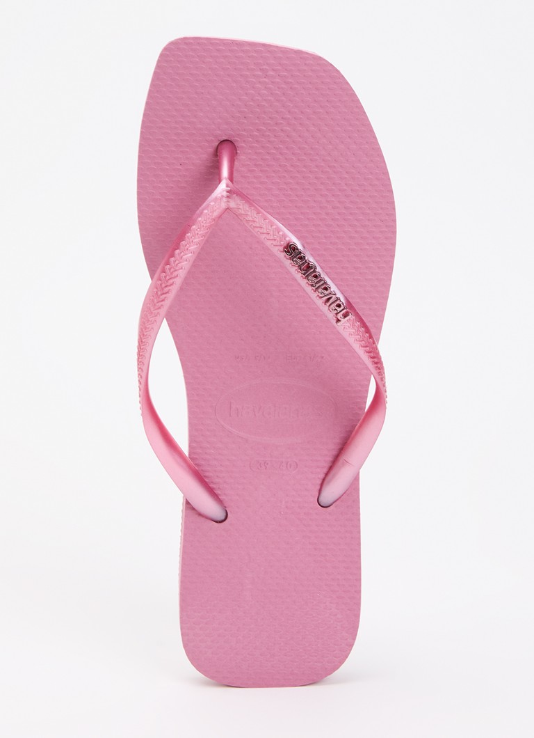 Havaianas Dames Square slipper met logo in de kleur Oudroze, maat: 39/40