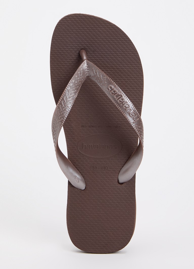 Havaianas Dames Top slipper met logo in de kleur Donkerbruin, maat: 39/40