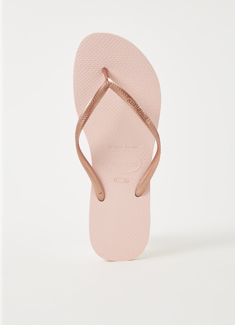 Havaianas Dames Slim slipper met logo in de kleur Zalmroze, maat: 41/42
