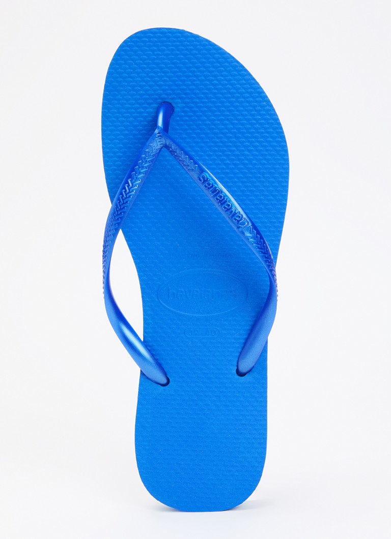 Havaianas Dames Slim slipper met logo in de kleur Blauw, maat: 41/42