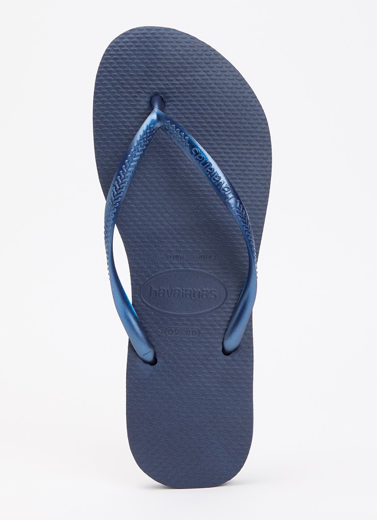 Havaianas Dames Slim slipper met logo in de kleur Donkerblauw, maat: 37/38