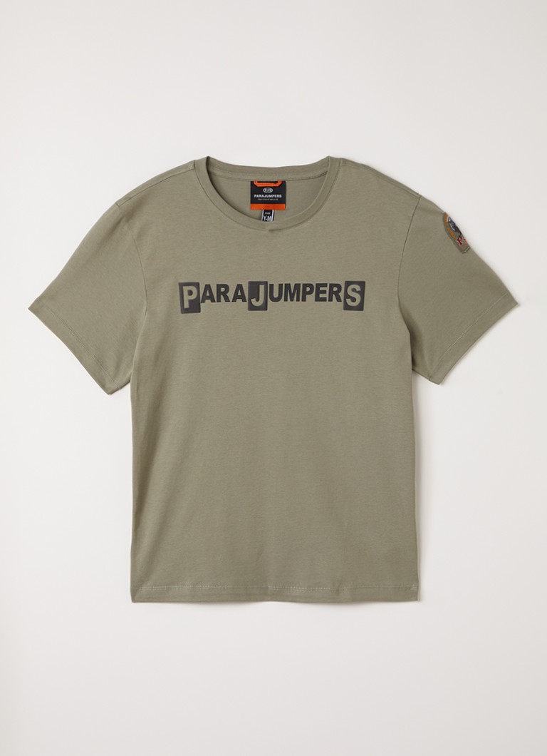 Parajumpers Jongens Iseo T-shirt met logoprint in de kleur Olijfgroen, maat: L=176