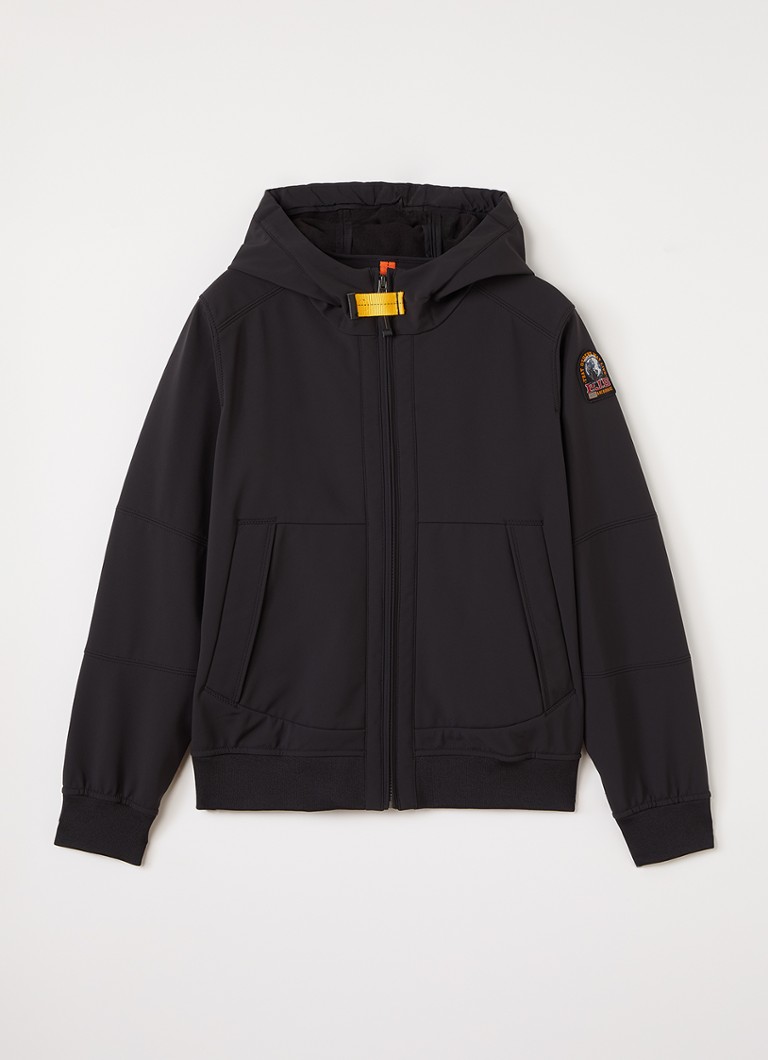 Parajumpers Jongens Abner softshell jack met waterafstotende coating in de kleur Zwart, maat: L=176