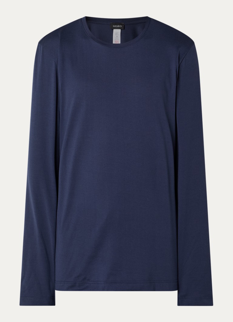 Hanro Heren Pyjamatop met logo in de kleur Donkerblauw, maat: S