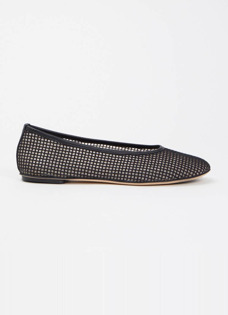 Odare Dames Nora ballerina van mesh met details van leer in de kleur Zwart, maat: 41