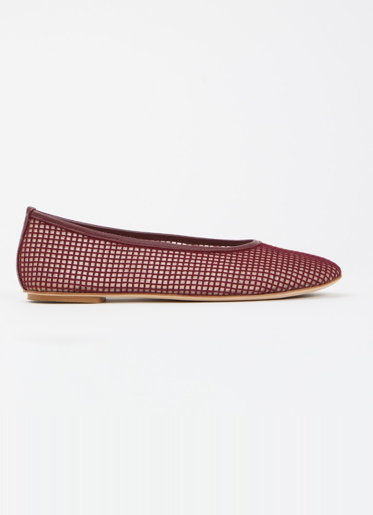 Odare Dames Nora ballerina van mesh met details van leer in de kleur Bordeauxrood, maat: 41
