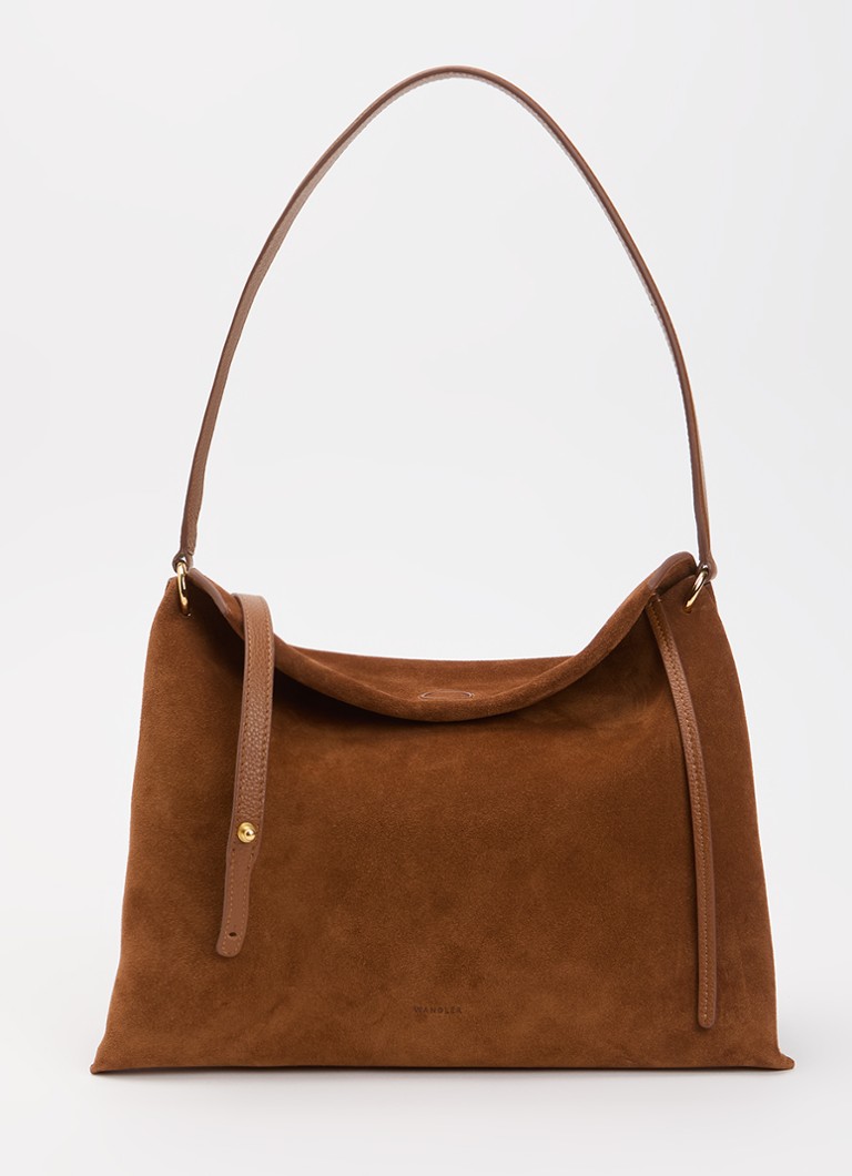 Wandler Dames Penelope Tote Small schoudertas van kalfssuède in de kleur Cognac, maat: 1SZ