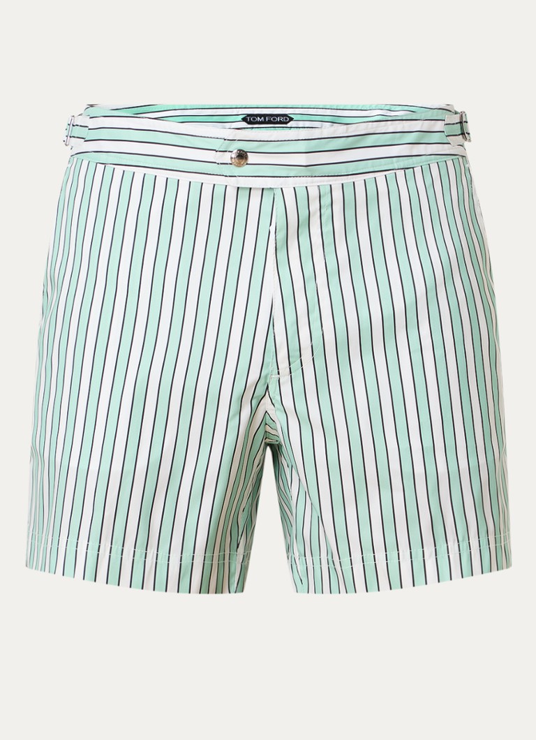 Tom Ford Heren Zwemshorts met streepprint en steekzakken in de kleur Lindegroen, maat: 52