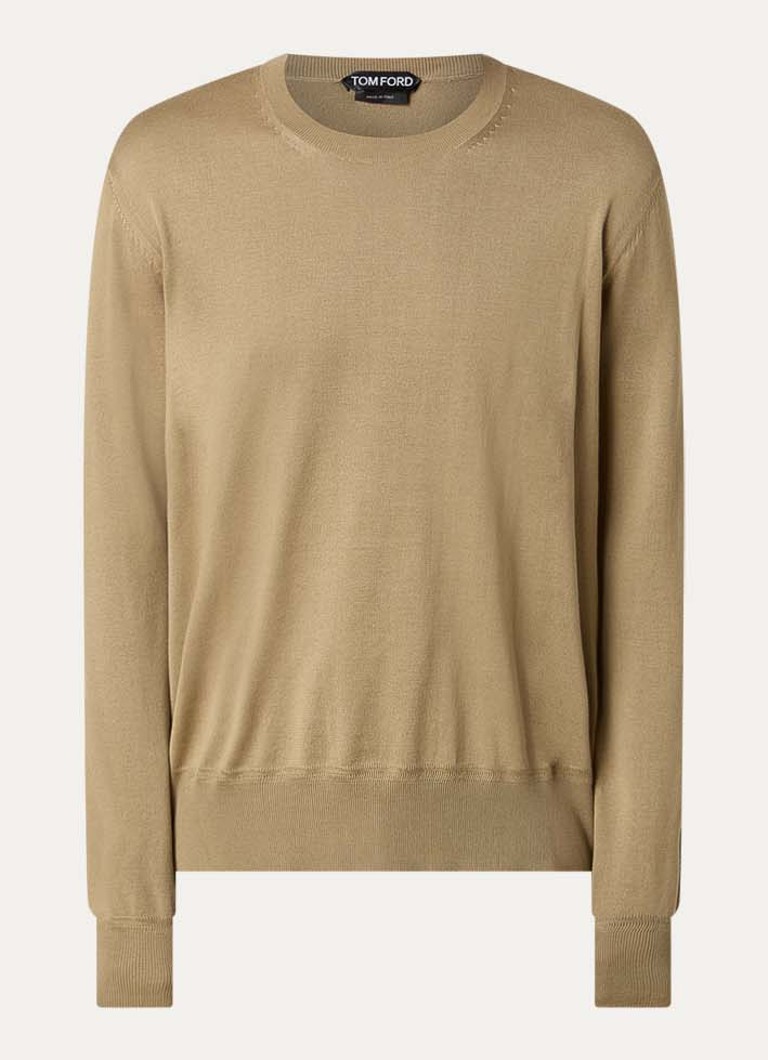 TOM FORD Heren Fijngebreide trui met ronde hals in de kleur Camel, maat: 50