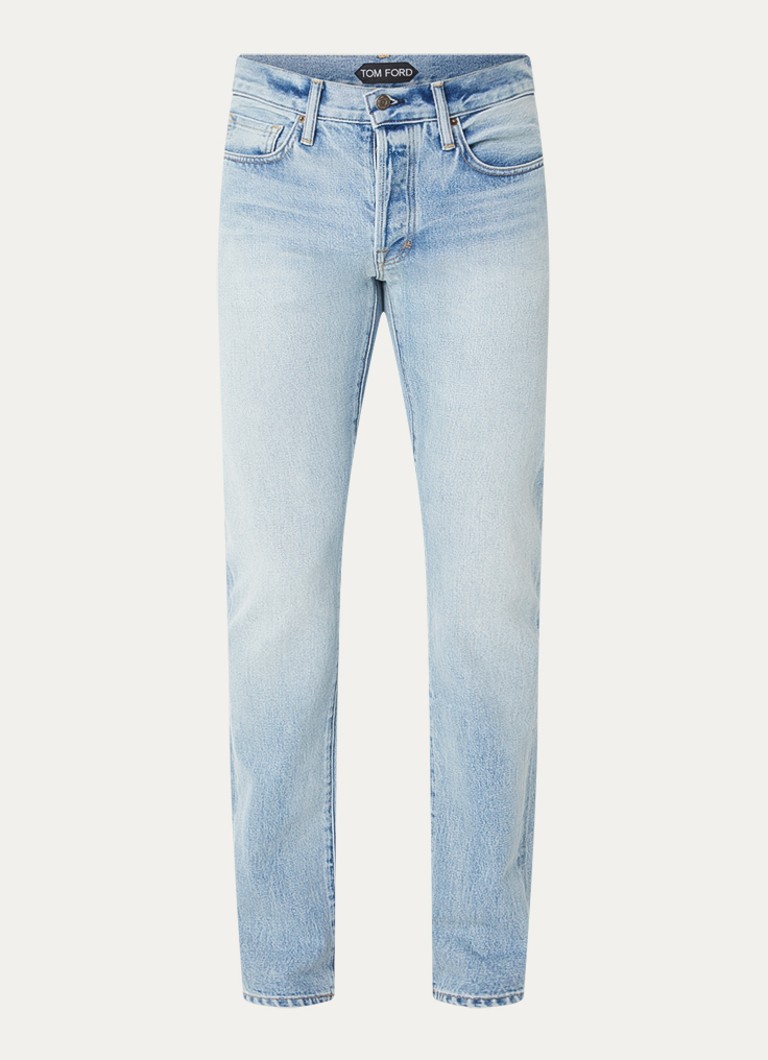 TOM FORD Heren Straight leg jeans met lichte wassing in de kleur Indigo, maat: 36