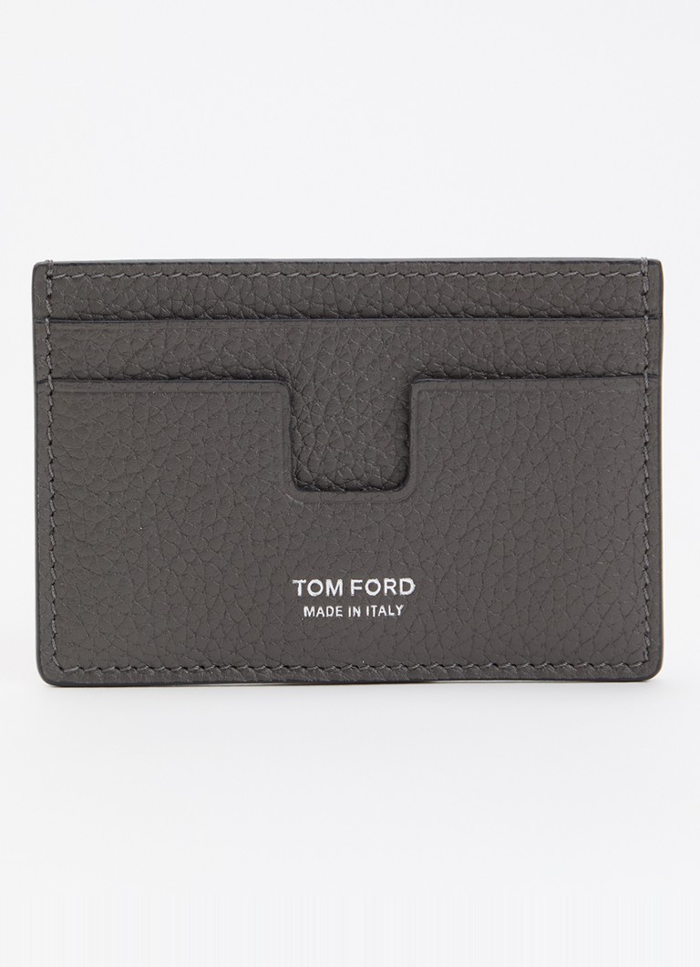 TOM FORD Heren Pasjeshouder van kalfsleer met logo in de kleur Grijs, maat: OS