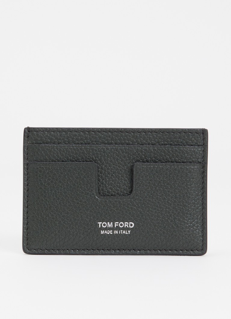 TOM FORD Heren Pasjeshouder van kalfsleer met logo in de kleur Donkergroen, maat: OS