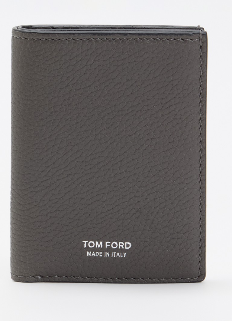 TOM FORD Heren Portemonnee van kalfsleer met logo in de kleur Grijs, maat: OS