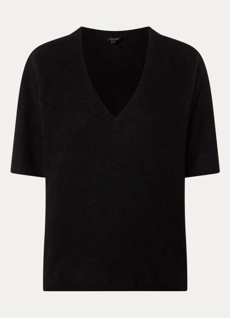 Claudia Sträter Dames Fijngebreide top in alpaca wolblend in de kleur Zwart