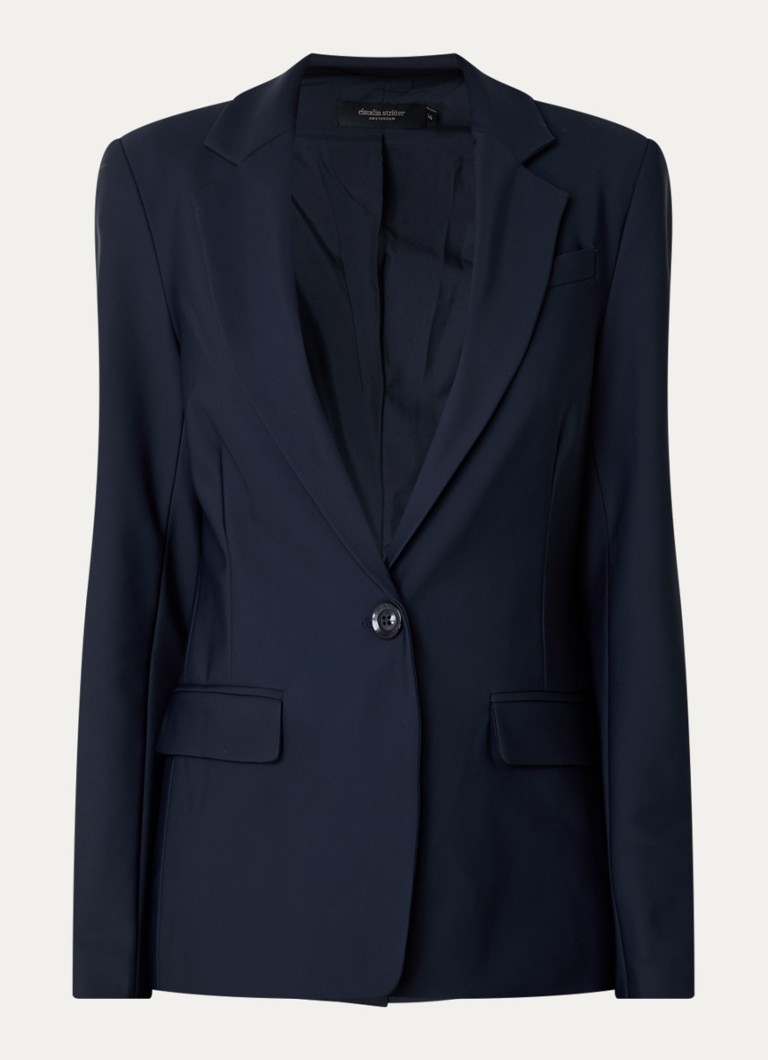Claudia Sträter Dames Blazer van travelstof met klepzakken en stretch in de kleur Donkerblauw