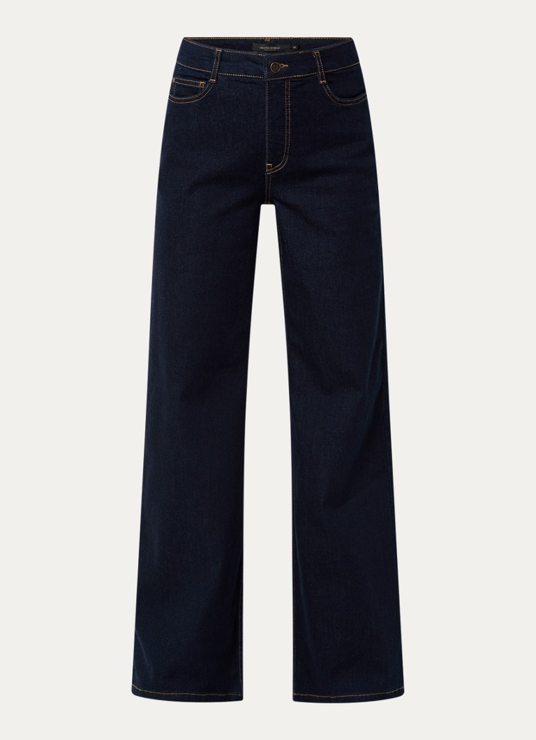Claudia Sträter Dames High waist wide leg jeans met donkere wassing in de kleur Indigo
