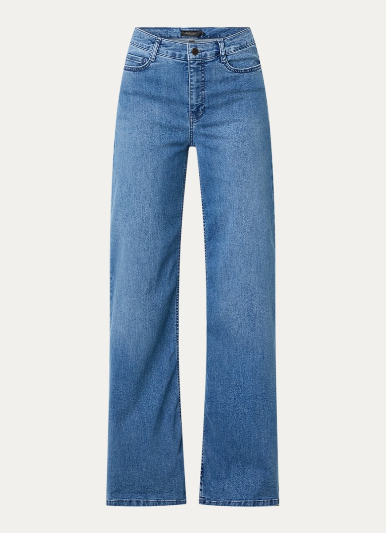 Claudia Sträter Dames Wies mid waist wide leg jeans met medium wassing in de kleur Indigo