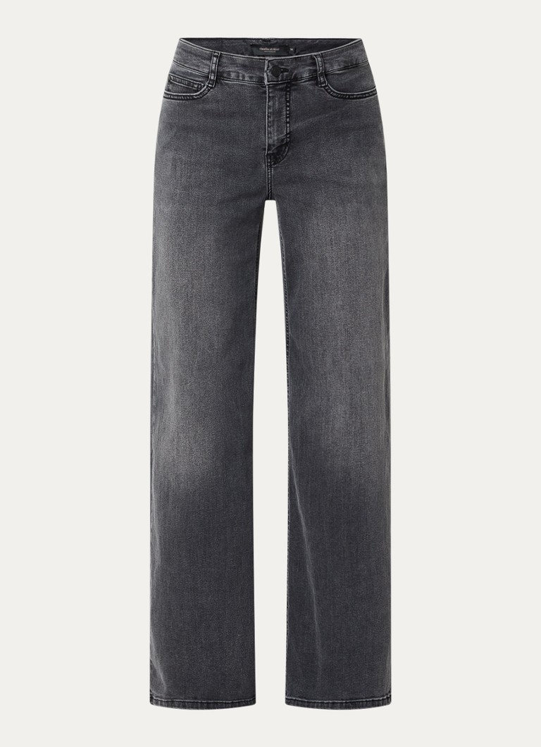 Claudia Sträter Dames Wies mid waist flared jeans met gekleurde wassing in de kleur Donkergrijs
