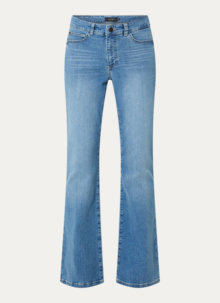Claudia Sträter Dames Mid waist flared jeans met lichte wassing in de kleur Indigo