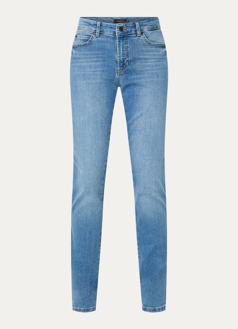 Claudia Sträter Dames Mid waist slim fit jeans met medium wassing in de kleur Indigo