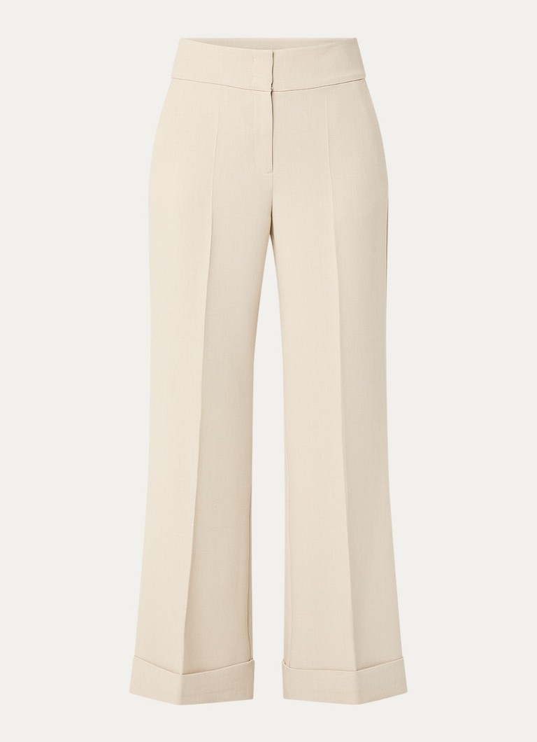 Claudia Sträter Dames High waist flared fit pantalon met steekzakken in de kleur Creme