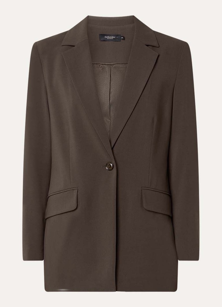 Claudia Sträter Dames Blazer in wolblend met klepzakken in de kleur Donkerbruin