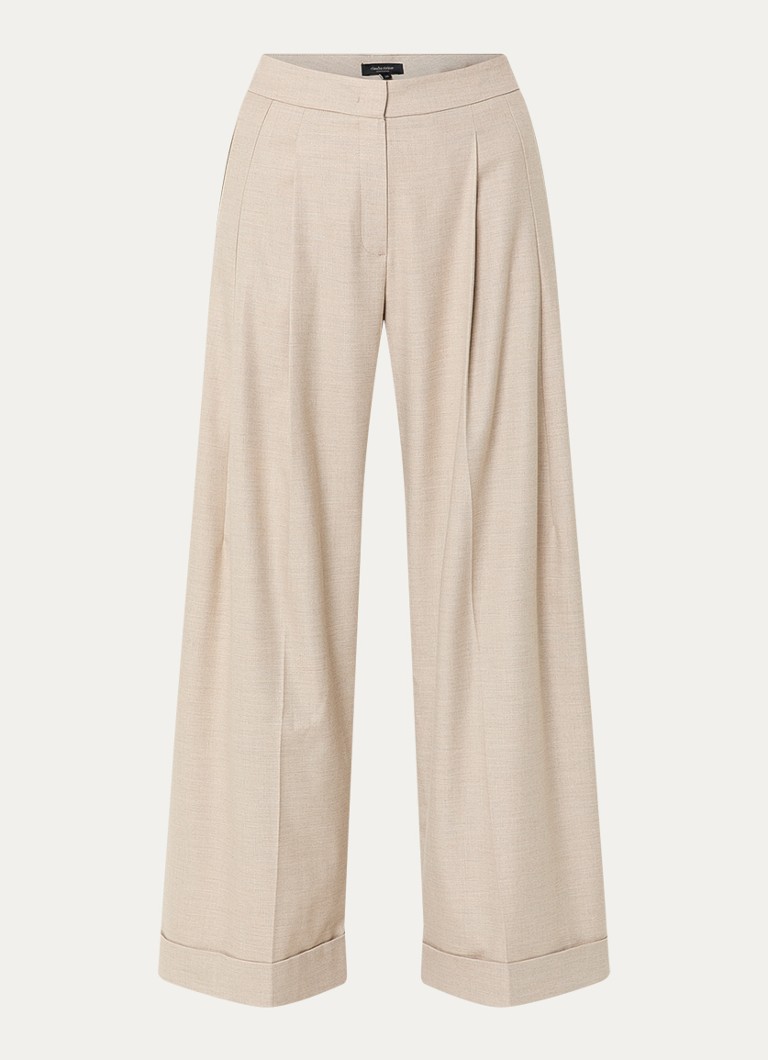 Claudia Sträter Dames High waist wide fit pantalon met steekzakken in de kleur Beige