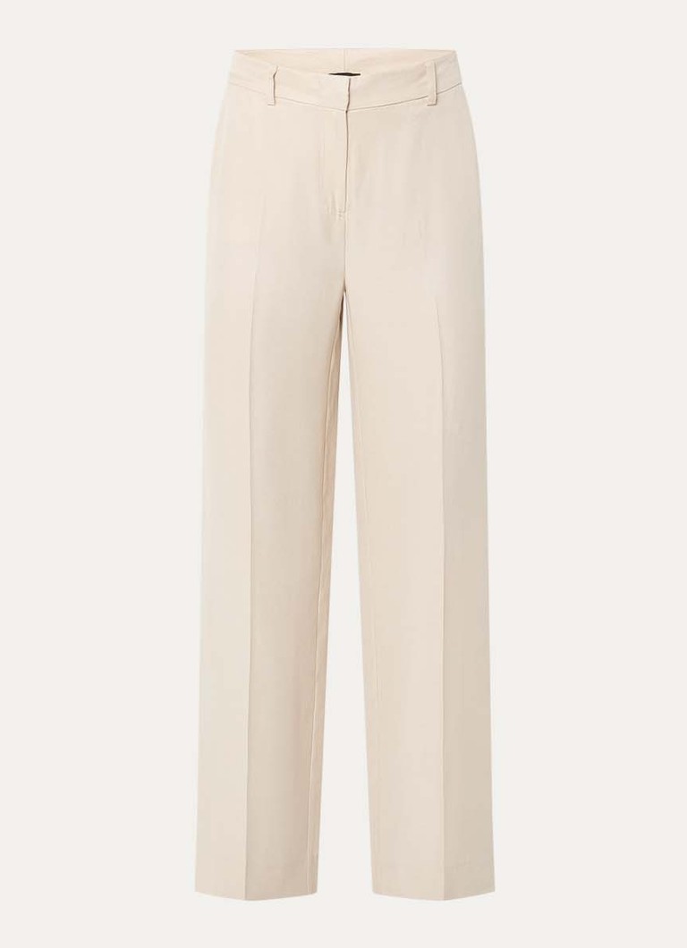 Claudia Sträter Dames High waist loose fit pantalon met steekzakken in de kleur Beige