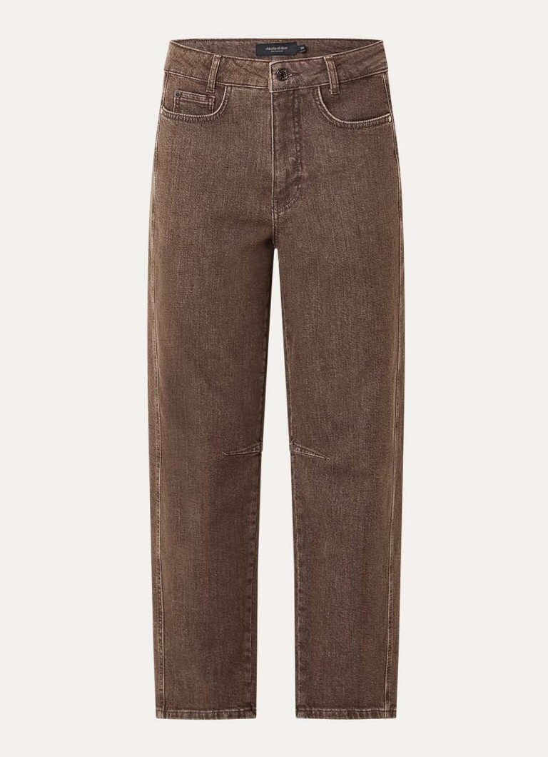 Claudia Sträter Dames Mid waist tapered fit jeans met gekleurde wassing in de kleur Bruin