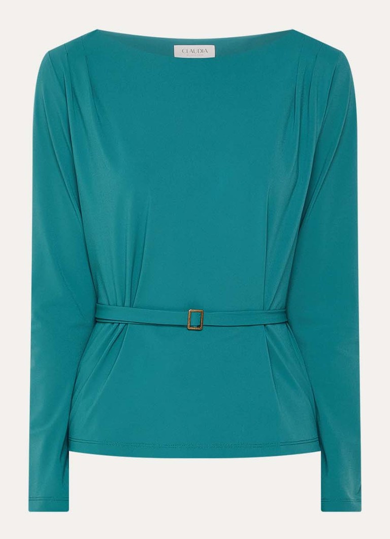 Claudia Sträter Dames Top met ceintuur in de kleur Zeegroen