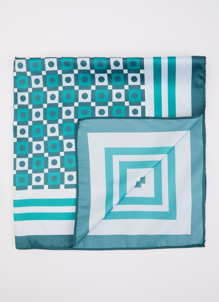 Claudia Sträter Dames Sjaal met print 60 x 60 cm in de kleur Zeegroen