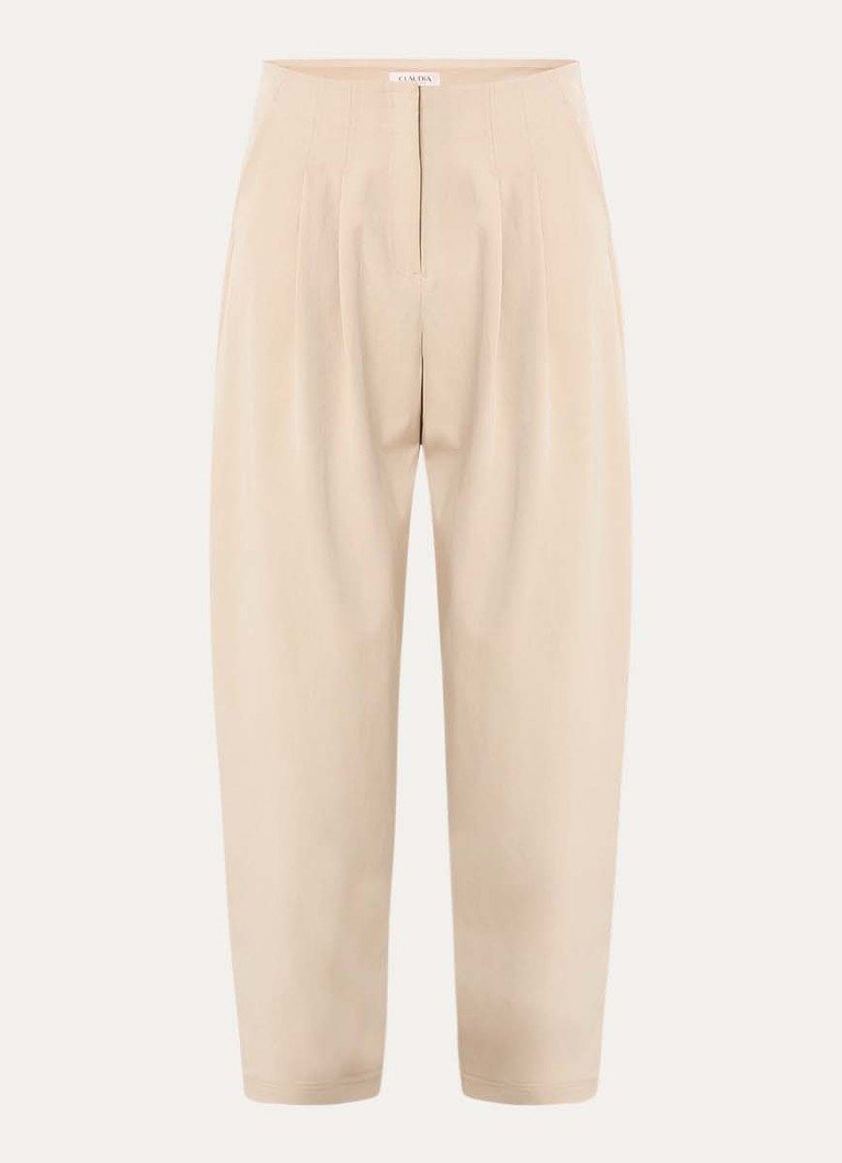 Claudia Sträter Dames High waist tapered fit pantalon met steekzakken in de kleur Creme