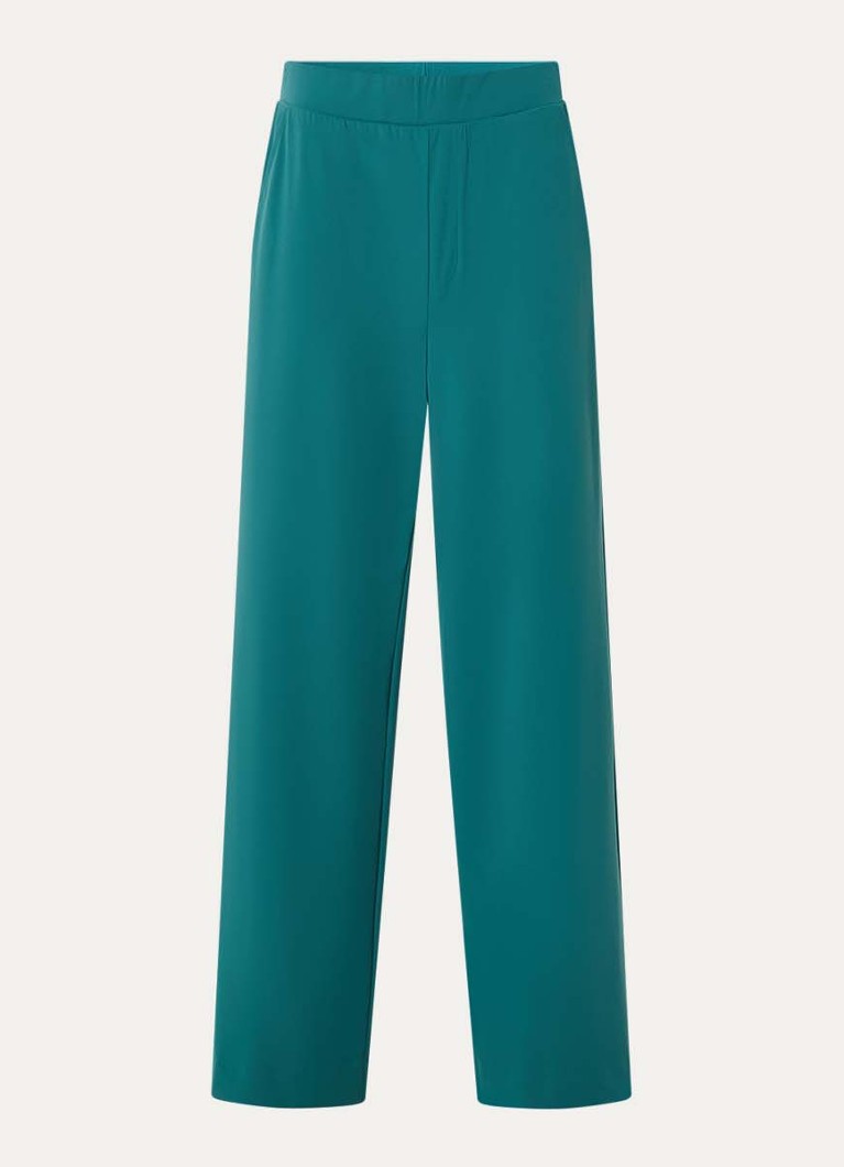 Claudia Sträter Dames High waist wide fit pantalon met steekzakken in de kleur Zeegroen
