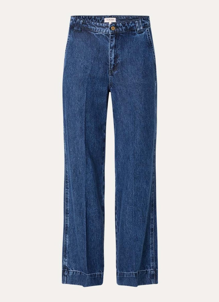 Claudia Sträter Dames High waist straight leg jeans met medium wassing in de kleur Indigo