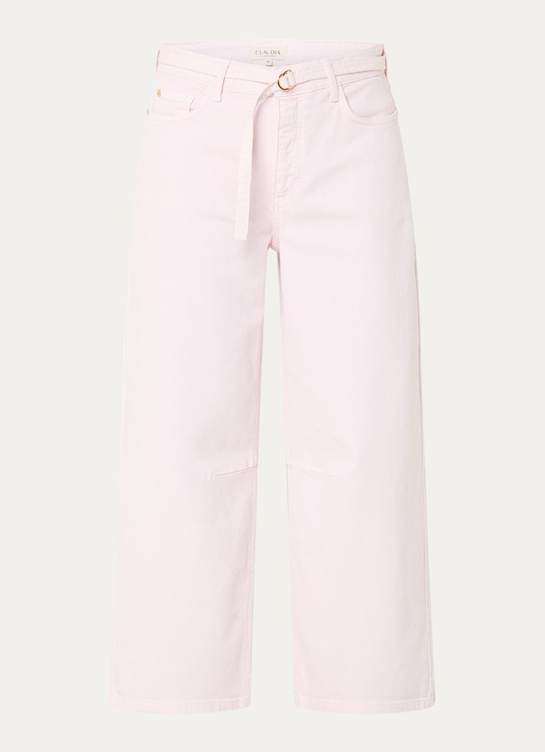 Claudia Sträter Dames High waist straight leg jeans met gekleurde wassing in de kleur Lichtroze