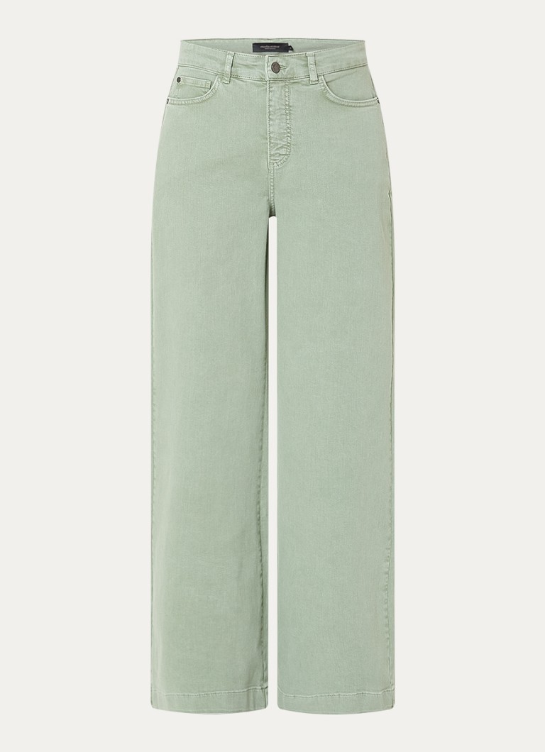 Claudia Sträter Dames High waist wide leg jeans met steekzakken in de kleur Lindegroen
