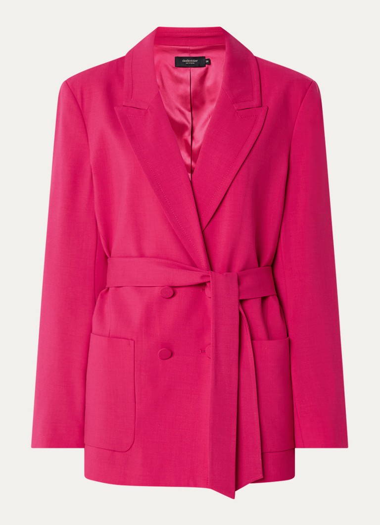 Claudia Sträter Dames Blazer met strikceintuur en opgestikte zakken in de kleur Donkerroze